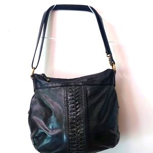 Tignanello Leather Hobo Shoulder Black Handbag